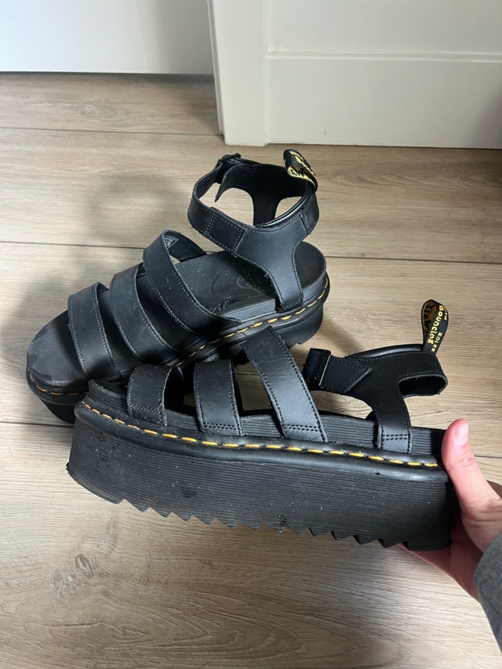 Doc Martins Platform Black Strappy Women's Sandals Y2K